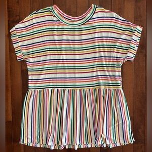 Haptics by Holly Harper Oversized Colorful Striped Womens Top Size Small